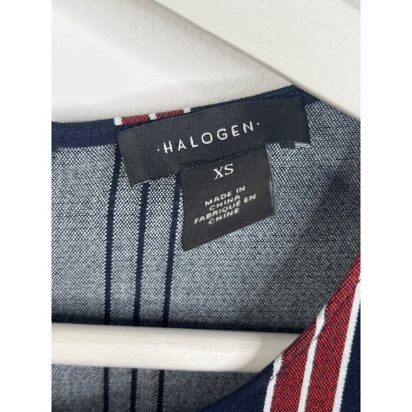 Halogen Navy Red Striped Sleeveless Mini Shift Dress Women’s XS Work Casual - Picture 7 of 12